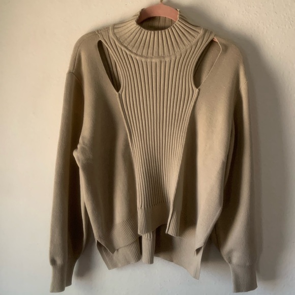 Jonathan Simkhai Yvette Recycles Cutout Sweater In Sparrow Size Medium